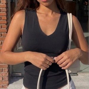 Classic Black V-Neck Sleeveless Tank Top